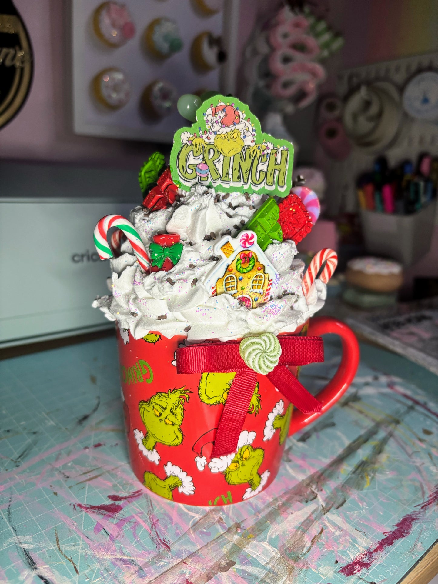 Handmade Grinch Whipped Mug Decor 🎄💚