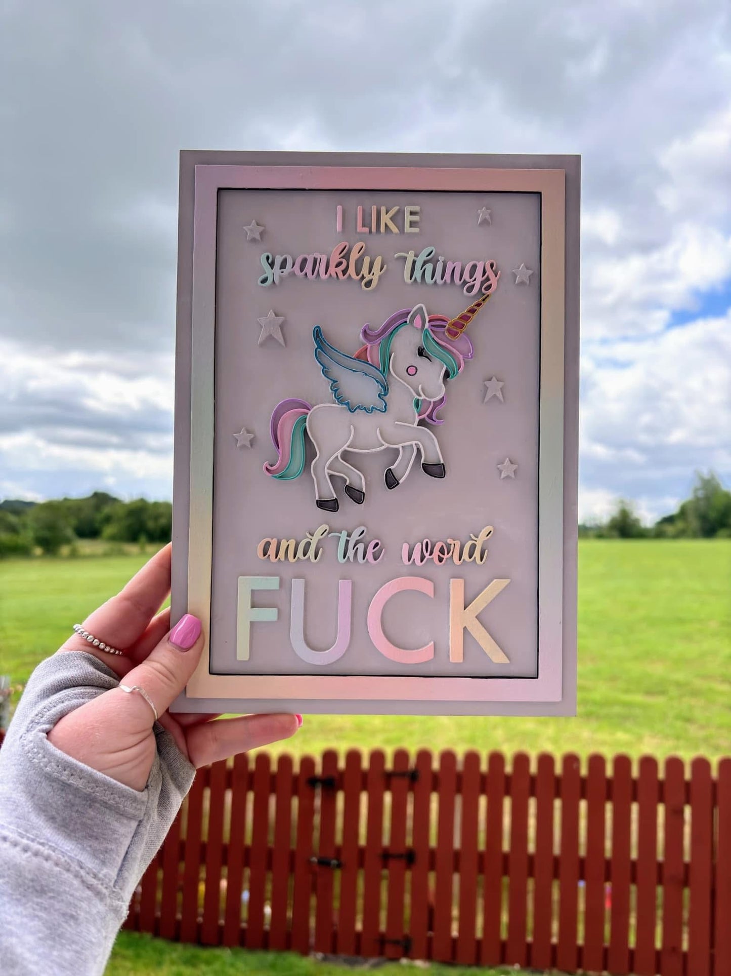 Sweary unicorn plaque