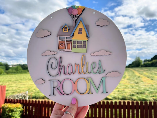Personalised flying house room sign