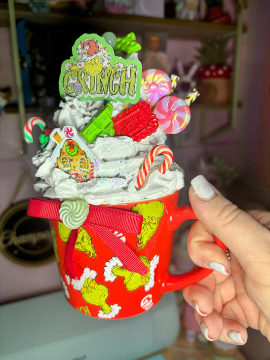 Handmade Grinch Whipped Mug Decor 🎄💚