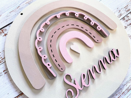 Personalised boho rainbow plaque